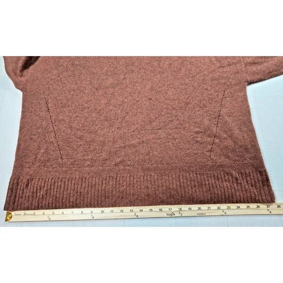 Poetry Cashmere Sweater Women’s 14 Brown Slim Funnel Neck Pullover Quiet Luxury - Picture 8 of 16